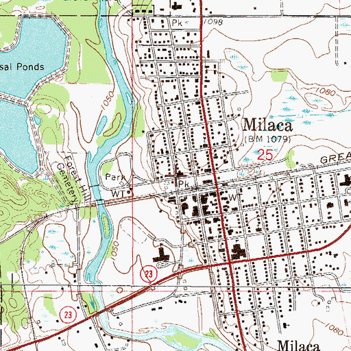 Topographic Map of Milaca, MN