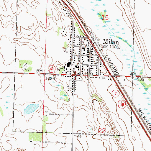 Topographic Map of Milan, MN