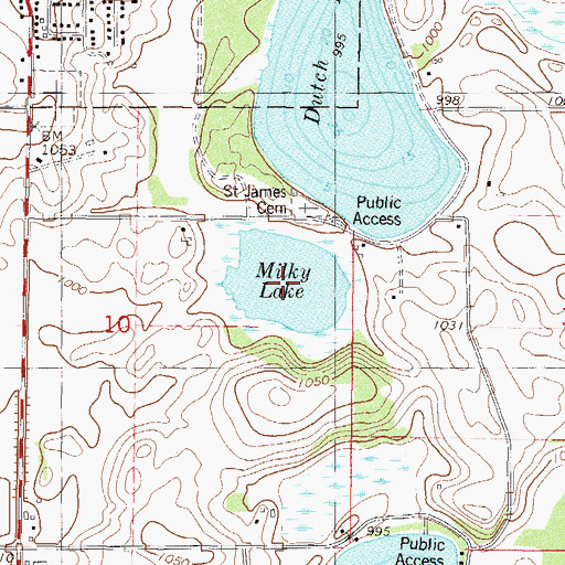 Topographic Map of Milky Lake, MN