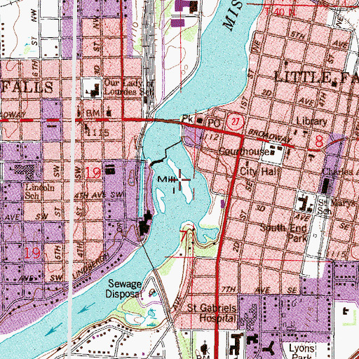 Topographic Map of Mill Island, MN