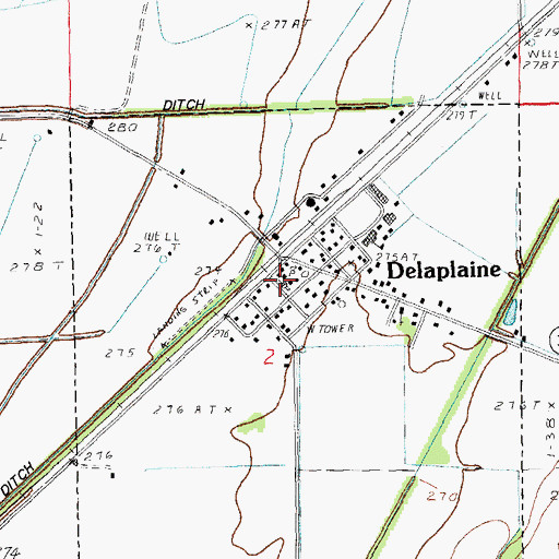 Topographic Map of Delaplaine Baptist Church, AR