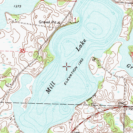 Topographic Map of Mill Lake, MN
