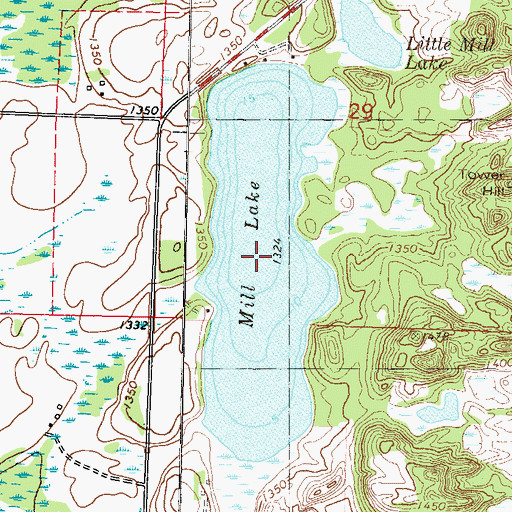 Topographic Map of Mill Lake, MN