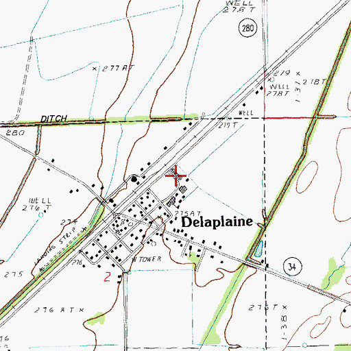 Topographic Map of Delaplaine Elementary School, AR