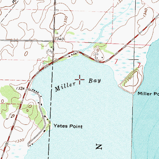 Topographic Map of Miller Bay, MN