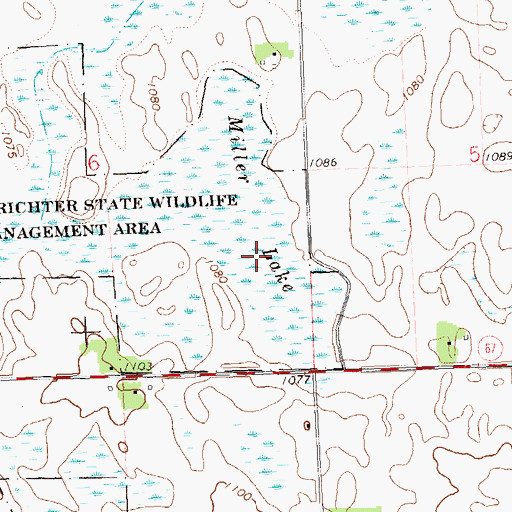 Topographic Map of Miller Lake, MN