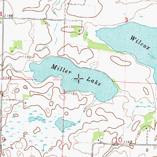 Topographic Map of Miller Lake, MN