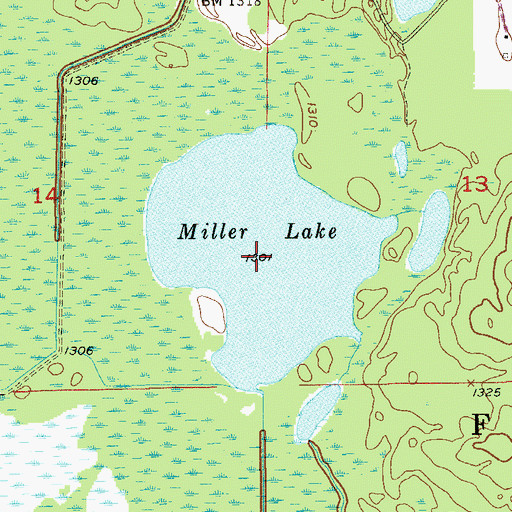 Topographic Map of Miller Lake, MN