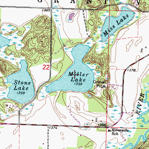 Topographic Map of Miller Lake, MN