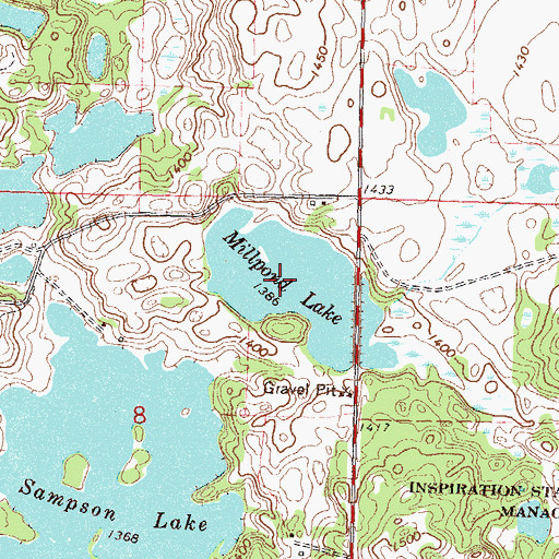Topographic Map of Millpond Lake, MN