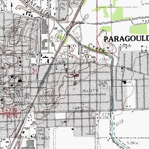 Topographic Map of East Side Baptist Church, AR