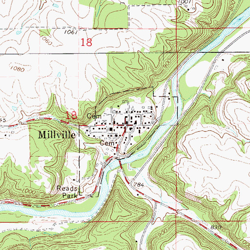 Topographic Map of Millville, MN