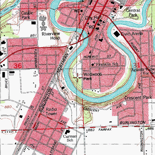 Topographic Map of Wildwood Park, MN