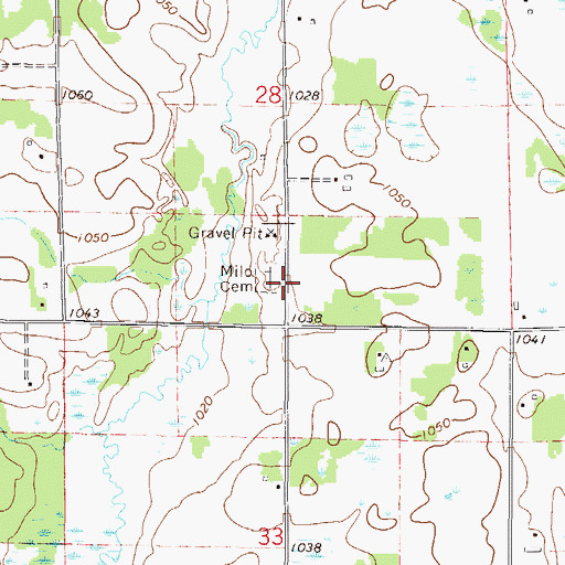 Topographic Map of Milo Cemetery, MN