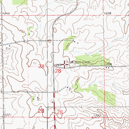 Topographic Map of Milton Cemetery, MN