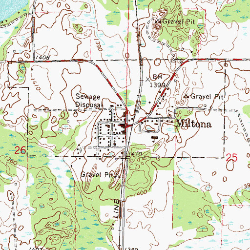 Topographic Map of Miltona, MN