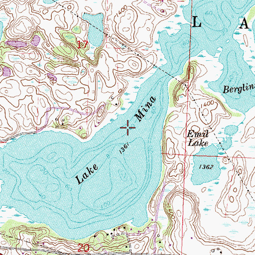 Topographic Map of Lake Mina, MN