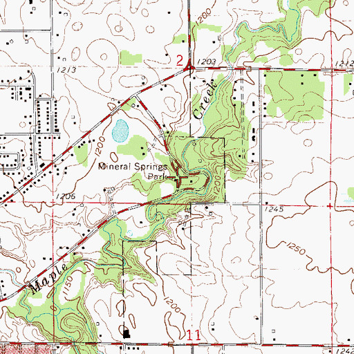 Topographic Map of Mineral Springs Park, MN