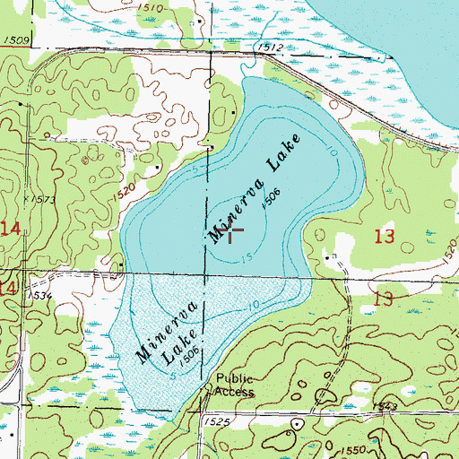 Topographic Map of Minerva Lake, MN