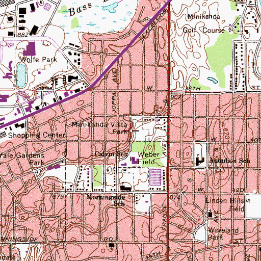 Topographic Map of Minikahda Vista Park, MN