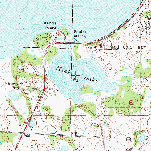 Topographic Map of Mink Lake, MN