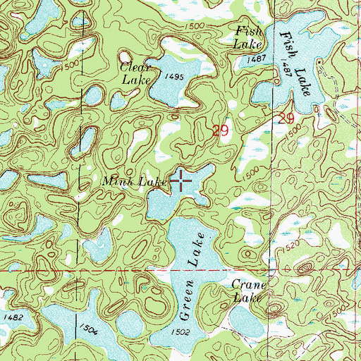 Topographic Map of Mink Lake, MN