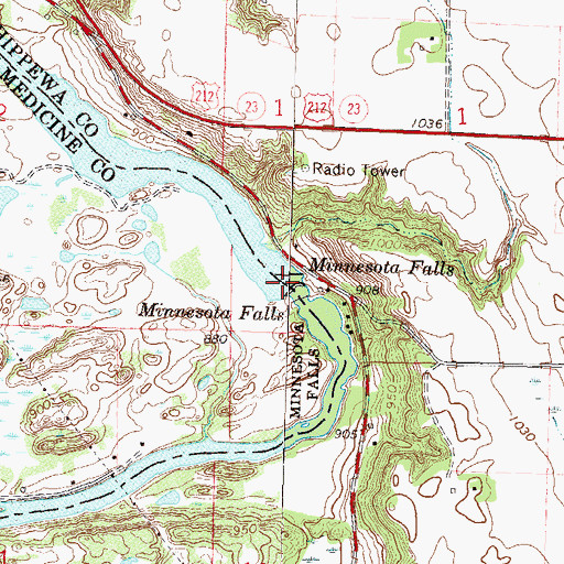 Topographic Map of Minnesota Falls, MN