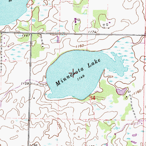 Topographic Map of Minnesota Lake, MN
