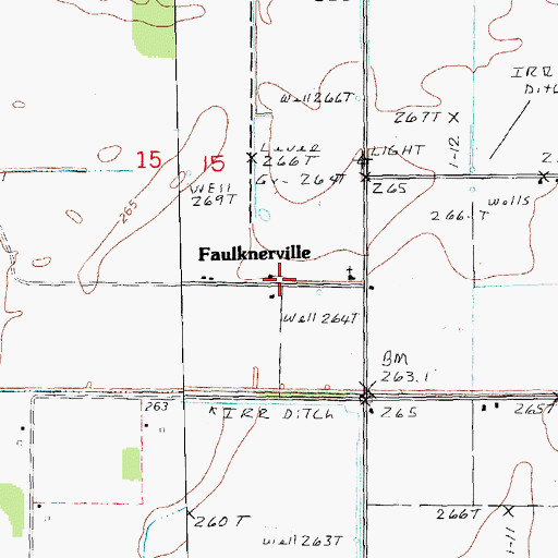 Topographic Map of Faulknerville, AR