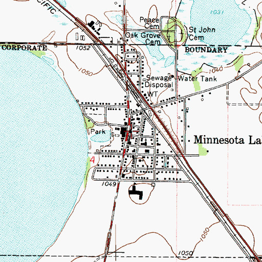 Topographic Map of Minnesota Lake, MN