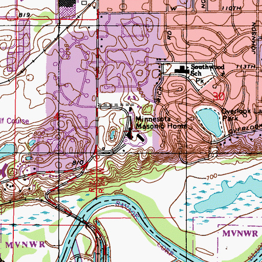 Topographic Map of Minnesota Masonic Home, MN