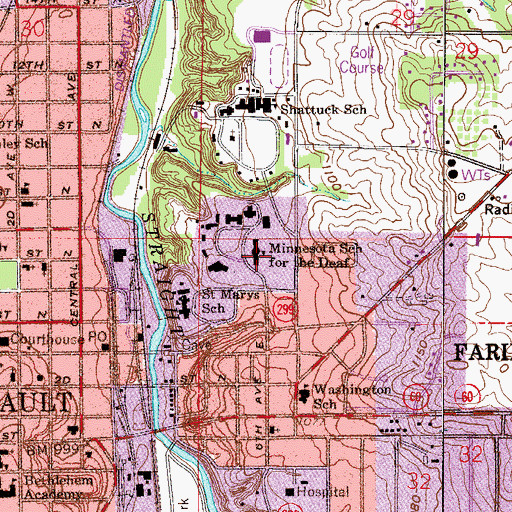 Topographic Map of State Academy for the Deaf, MN