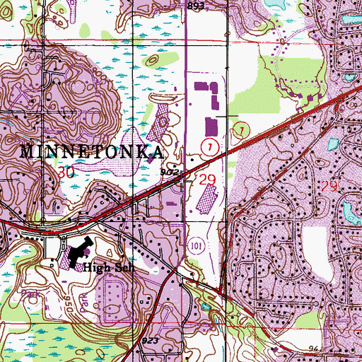 Topographic Map of Minnetonka, MN