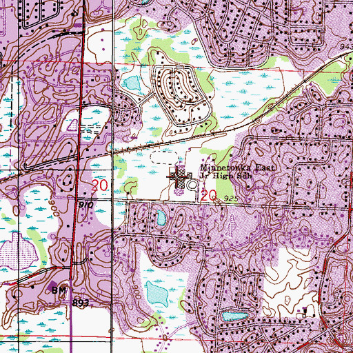 Topographic Map of Minnetonka East Middle School, MN