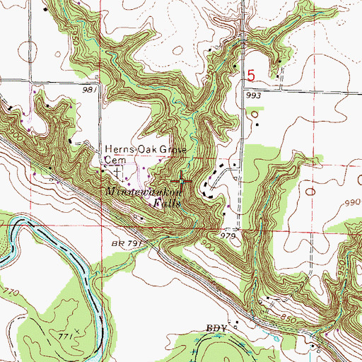 Topographic Map of Minnewankon Falls, MN