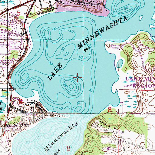 Topographic Map of Lake Minnewashta, MN