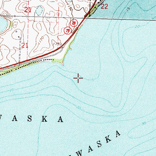 Topographic Map of Lake Minnewaska, MN