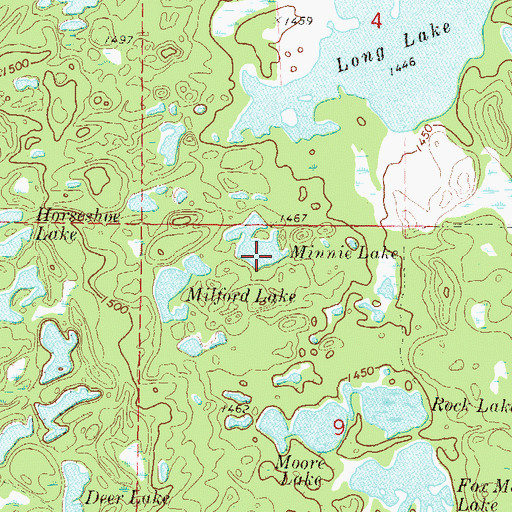 Topographic Map of Minnie Lake, MN