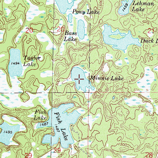 Topographic Map of Minnie Lake, MN