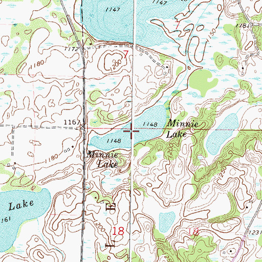 Topographic Map of Minnie Lake, MN