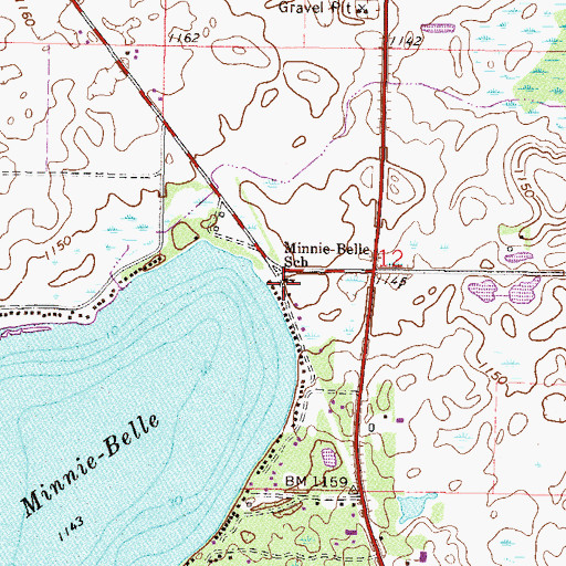 Topographic Map of Minnie-Belle School, MN