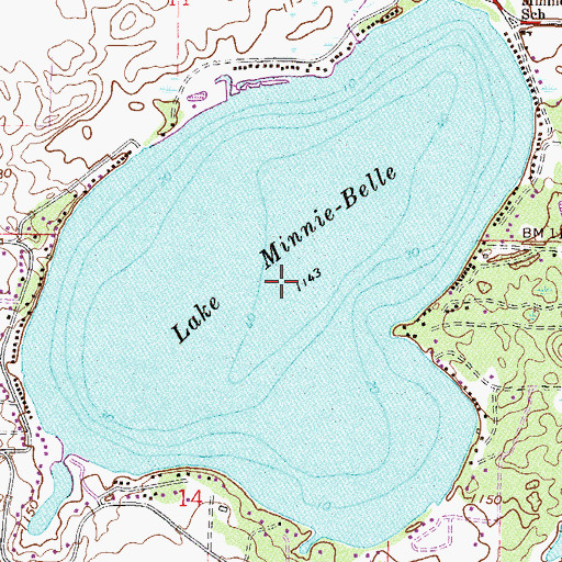 Topographic Map of Lake Minnie-Belle, MN