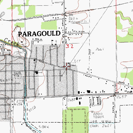 Topographic Map of Paragould Fire Department Station 2, AR