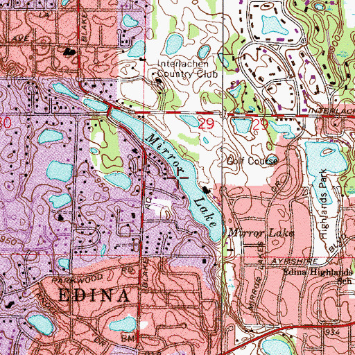 Topographic Map of Mirror Lake, MN