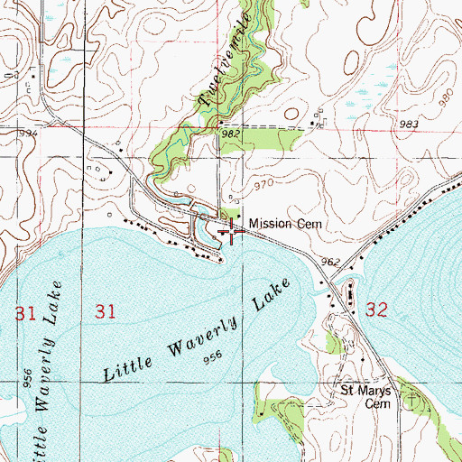 Topographic Map of Mission Cemetery, MN