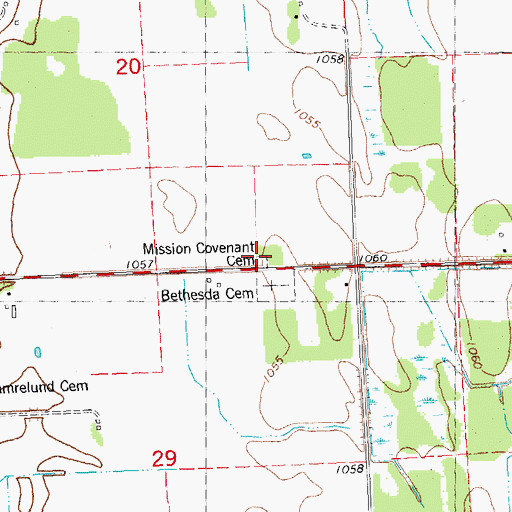 Topographic Map of Mission Covenant Cemetery, MN