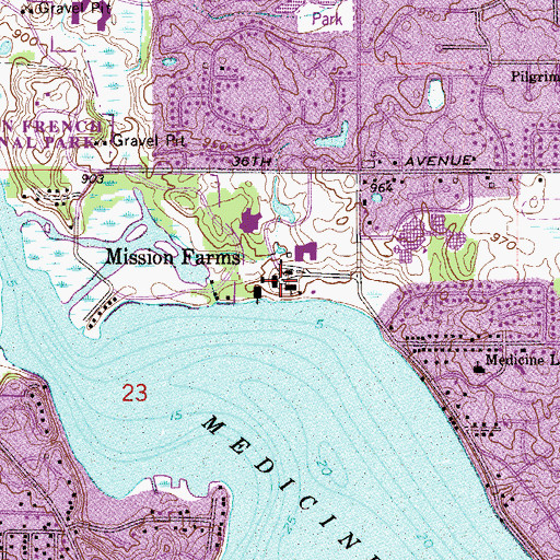 Topographic Map of Mission Farms, MN