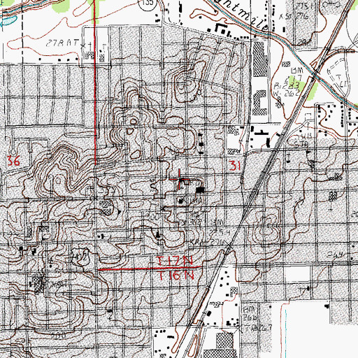 Topographic Map of First Baptist Church, AR