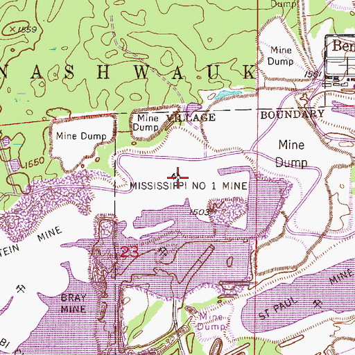 Topographic Map of Mississippi Number One Mine, MN