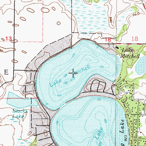 Topographic Map of Lake Mitchell, MN